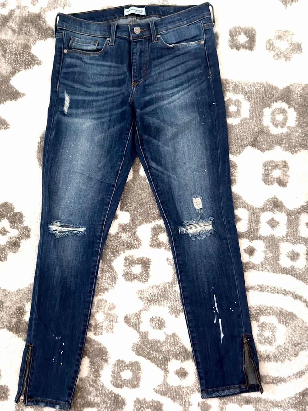 Banana Republic Dark Blue Distressed Skinny Jeans